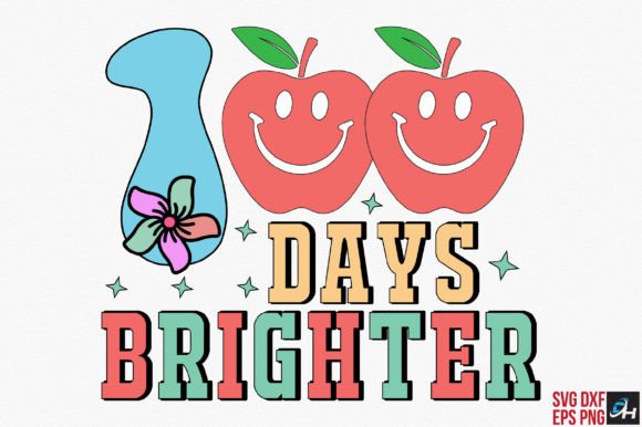 Retro 100 Days Brighter SVG: Graphics for Crafts