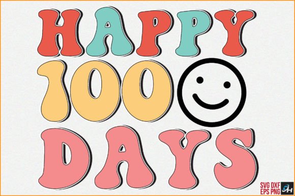Retro Happy 100 Days Graphics for Crafts